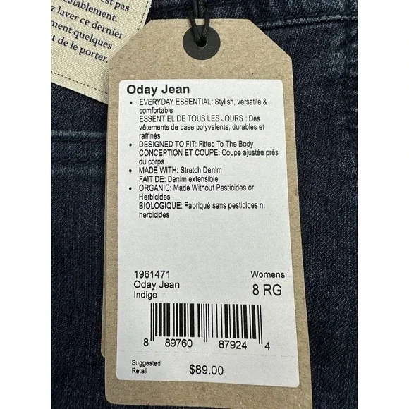 prAna Womens Oday Organic Cotton High Rise Skinny Jeans Sz 8 Regular Indigo NWT - Picture 10 of 10